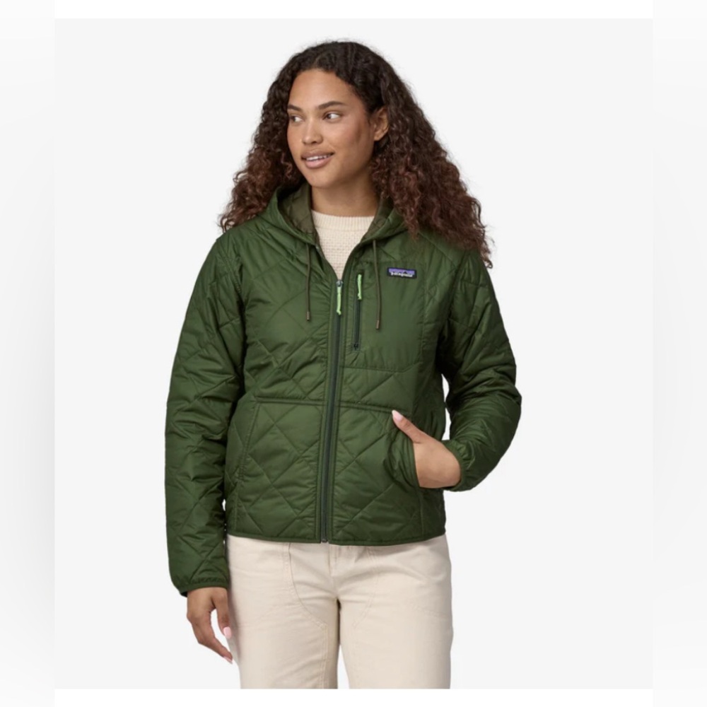 NWT Patagonia Women's Diamond Quilted Bomber Hoody Jacket - Torrey Pine Green